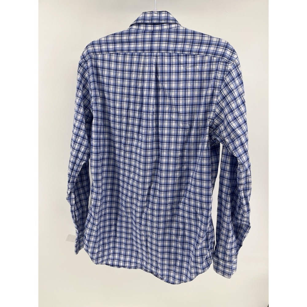 Ralph Lauren Cotton Blue and White Plaid Striped Button Down Shirt Men's Medium - Picture 2 of 9